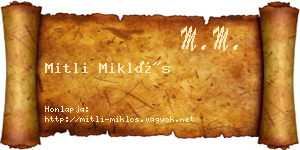 Mitli Miklós névjegykártya